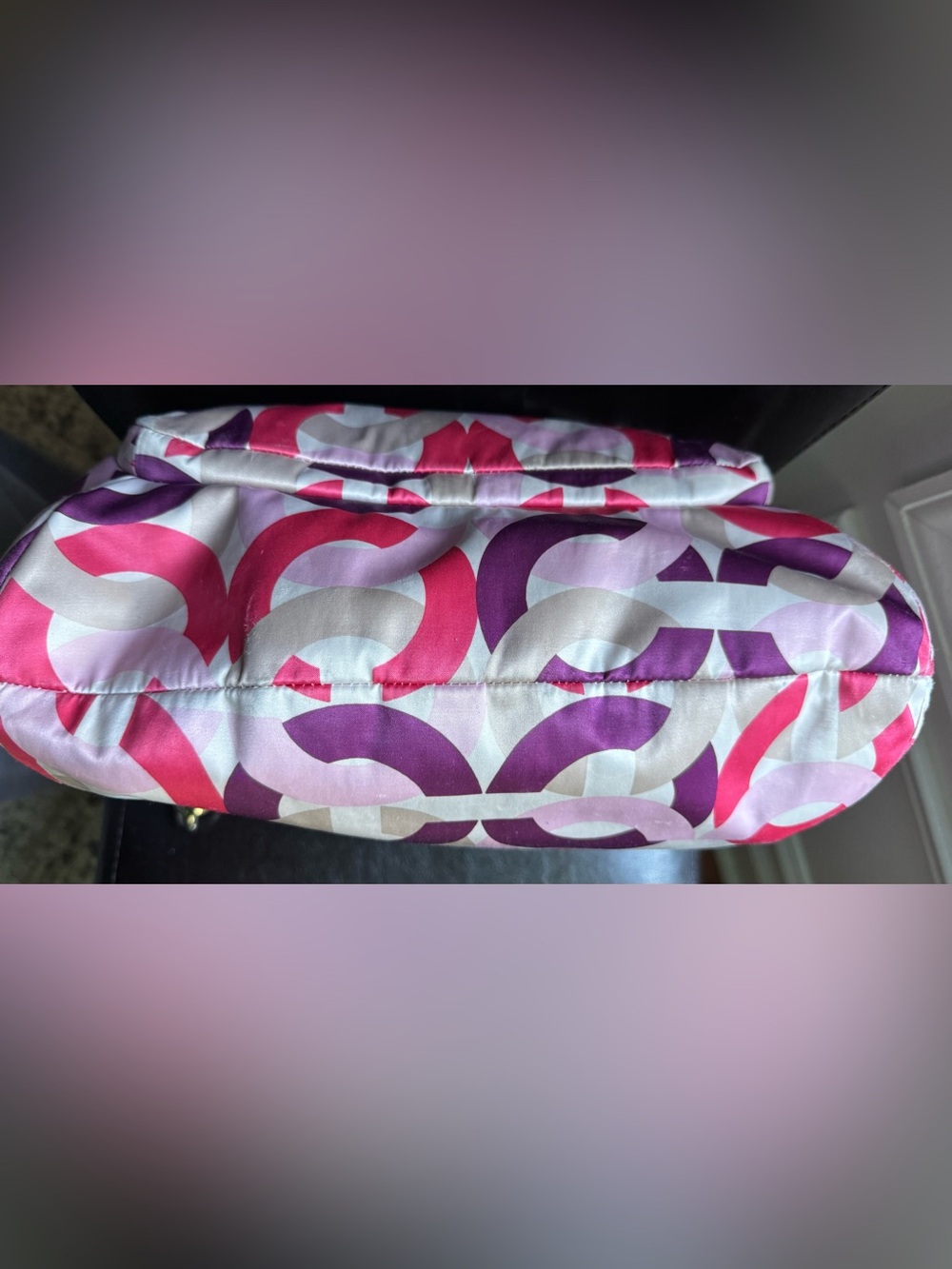 COACH Kristin Pink & Purple Signature Hobo Bag with Distressed Leather Strap - Picture 4 of 15